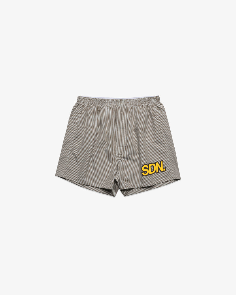 Boxer Shorts by The SDN. Brand – lightweight woven cotton shorts with silkscreen logo

The SDN. Brand Boxer Shorts – 100% cotton, two-color SDN. logo on left leg

Lightweight cotton boxer shorts, relaxed fit with elastic waistband by The SDN. Brand
